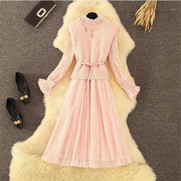 sweet winter dress knitted pink lace dress two piece set long sleeve knit slim mid-calf pleated 2pcs suit spring 20211, Black;gray
sweet winter dress knitted pink lace dress two piece set long sleeve knit slim mid-calf pleated 2pcs suit spring 20211, Black;gray
