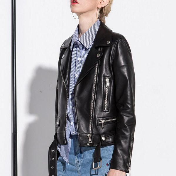 women's leather & faux women sheepskin genuine autumn winter slim motorcycle real coats with belt biker jackets chaqueta mujer, Black
women's leather & faux women sheepskin genuine autumn winter slim motorcycle real coats with belt biker jackets chaqueta mujer, Black