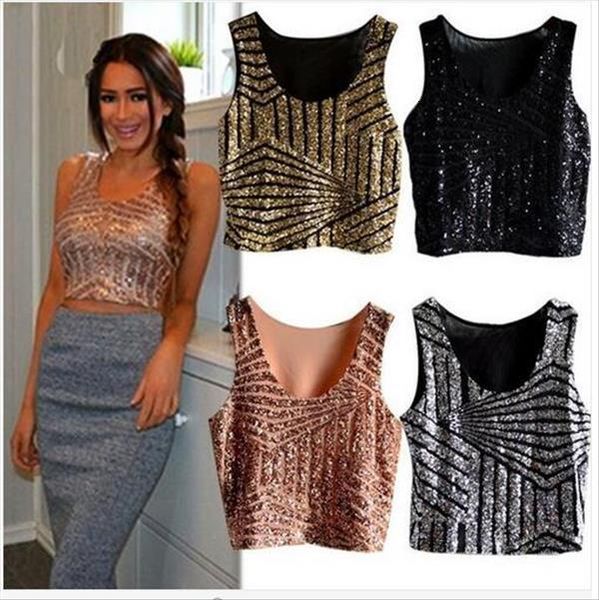 new 2021 fashion women tank summer vest black gold sequin crop nightclub costume clothing, White
new 2021 fashion women tank summer vest black gold sequin crop nightclub costume clothing, White