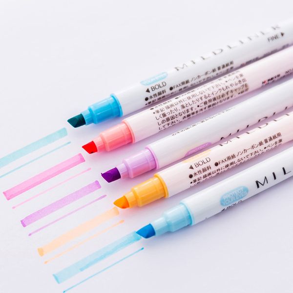 

Students Use 12-color Double-head Highlighter Pen Account Diary Decoration Pastel Color Marker Note Pen Kawaii School Supplies