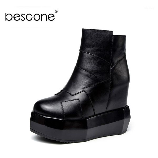 bescone cool fashion ankle boots woman high platform patchwork genuine leather zipper boots ladies zipper round toe bo7321, Black
bescone cool fashion ankle boots woman high platform patchwork genuine leather zipper boots ladies zipper round toe bo7321, Black