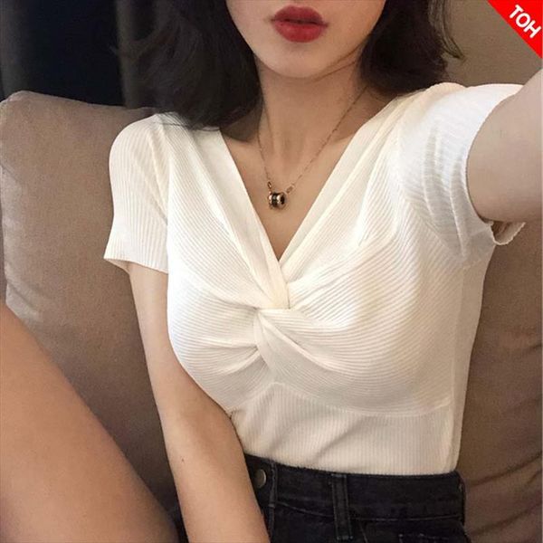 2020 spring summer short sleeve thin pullover sweater twisted v neck slim knitted korean solid new knitwear 4c652, White;black
2020 spring summer short sleeve thin pullover sweater twisted v neck slim knitted korean solid new knitwear 4c652, White;black