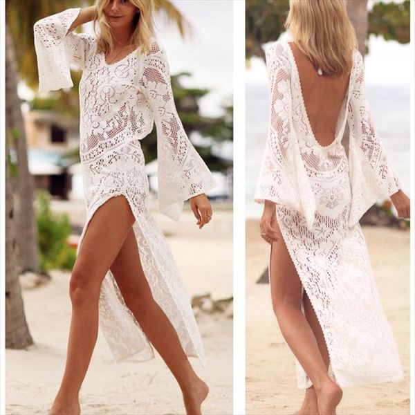 women summer lace mesh loose backless beach dresses boho white holiday beach long dresses drop shipping, Black;gray
women summer lace mesh loose backless beach dresses boho white holiday beach long dresses drop shipping, Black;gray