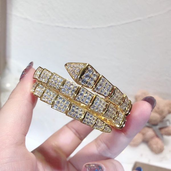 Luxury Fashion Brand Jewelry Lady Brass Full Diamond Double Circles Snake Serpenti 18K Gold Wedding Engagement Open Bracelets 3 Color
Luxury Fashion Brand Jewelry Lady Brass Full Diamond Double Circles Snake Serpenti 18K Gold Wedding Engagement Open Bracelets 3 Color