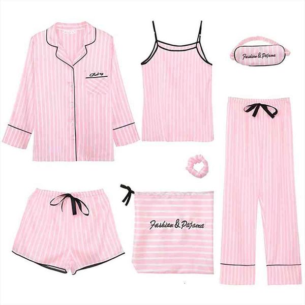 women pink striped 7 pieces pajamas sets faux silk pyjama homewear camisole shorts pant blindfold sleepwear l, Black;red
women pink striped 7 pieces pajamas sets faux silk pyjama homewear camisole shorts pant blindfold sleepwear l, Black;red