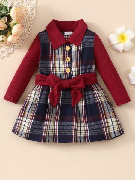 baby tartan half button belted dress she, Red;yellow
baby tartan half button belted dress she, Red;yellow