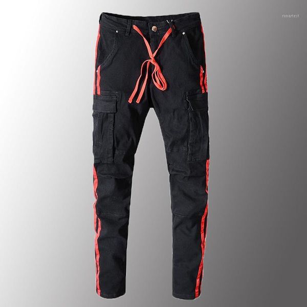 minglu mens jeans luxury men's red lines black pockets cargo jeans slim fit stretch denim pants plus size 40 male trousers1, Blue
minglu mens jeans luxury men's red lines black pockets cargo jeans slim fit stretch denim pants plus size 40 male trousers1, Blue