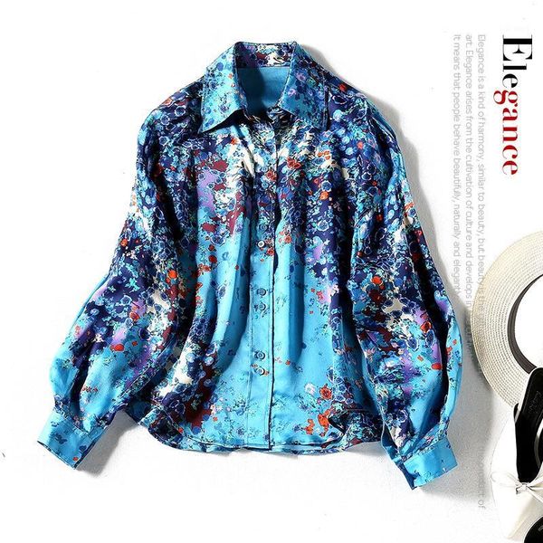 women's blouses & shirts blue gradient silk printed shirt women s spring collar loose mulberry long sleeve european goods1, White
women's blouses & shirts blue gradient silk printed shirt women s spring collar loose mulberry long sleeve european goods1, White