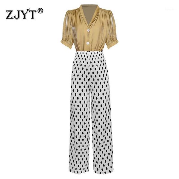 catwalk fashion summer sets for women 2020 new elegant lady office two piece outfits v neck blouse and dot print pants suit set1, White
catwalk fashion summer sets for women 2020 new elegant lady office two piece outfits v neck blouse and dot print pants suit set1, White