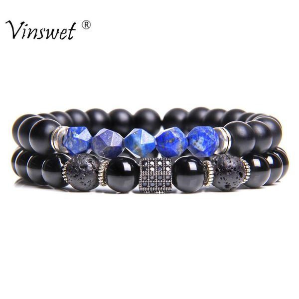 2pcs natural stone bracelets for men and women pave cz beads lapis lazuli tiger eye handmade couples bracelets jewelry gift, Black
2pcs natural stone bracelets for men and women pave cz beads lapis lazuli tiger eye handmade couples bracelets jewelry gift, Black