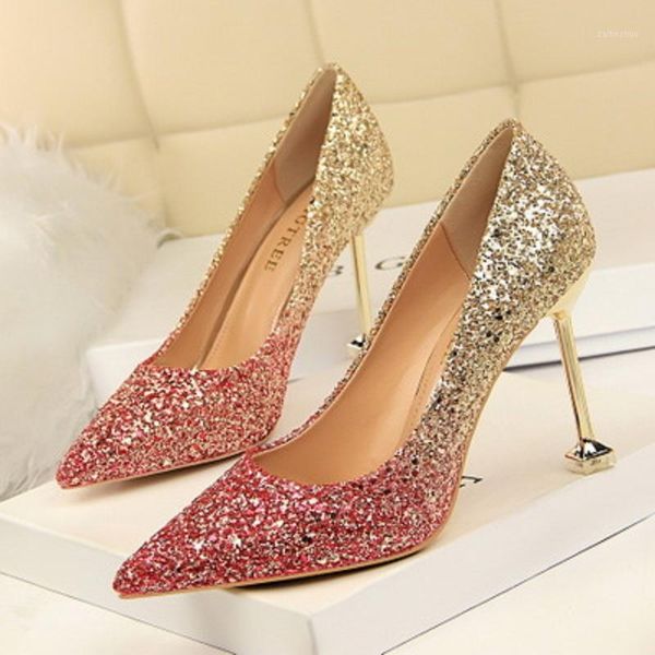 spring and autumn new ladies high heels sweet sequins color gradient fine with shallow mouth pointed nightclub women's shoes1, Black
spring and autumn new ladies high heels sweet sequins color gradient fine with shallow mouth pointed nightclub women's shoes1, Black