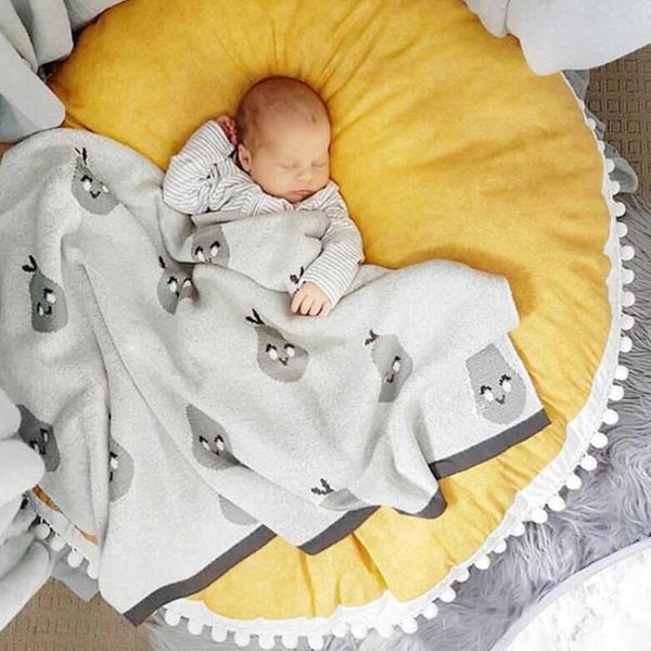Round Cushion Pad Home Decor Thick Cotton Pompom Play Mat Crawling Mat Kids Living Room Carpet Floor Rug Baby Room Decoration 90*90cm