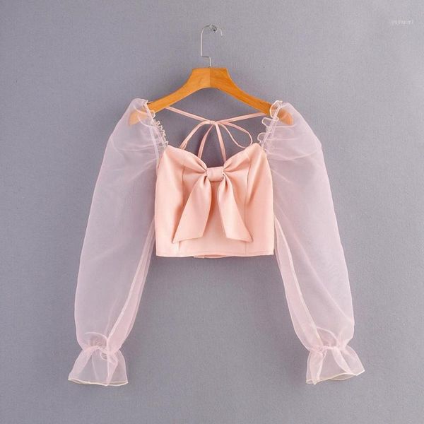 new women transparent organza patchwork chic shirt blouses women bowknot back button roupas femininas short chemise shirt ls62091, White
new women transparent organza patchwork chic shirt blouses women bowknot back button roupas femininas short chemise shirt ls62091, White