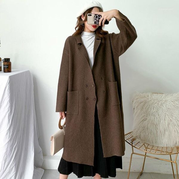 2019 new turn-down collar full sleeves pocket woolen cashmere big size long knits cardigan female winter xx0541, White
2019 new turn-down collar full sleeves pocket woolen cashmere big size long knits cardigan female winter xx0541, White
