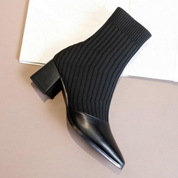 genuine leather knitting high heels ladies boots ladies ankle boots pointed toe night club shoes woman size 41 42 43, Black
genuine leather knitting high heels ladies boots ladies ankle boots pointed toe night club shoes woman size 41 42 43, Black