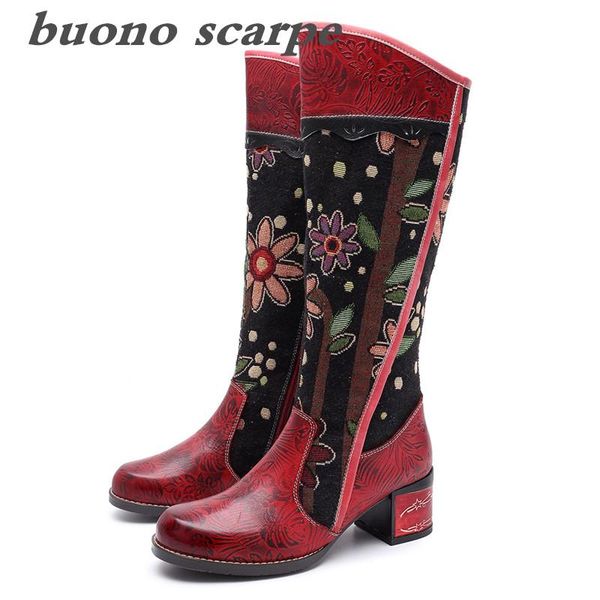 boots fashion casual retro ethnic style leather women's knee, Black
boots fashion casual retro ethnic style leather women's knee, Black
