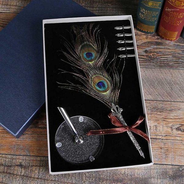 fountain pens 2021 feather quill metal nib dip pen writing ink set gift box stationery antique wedding gifts1
fountain pens 2021 feather quill metal nib dip pen writing ink set gift box stationery antique wedding gifts1