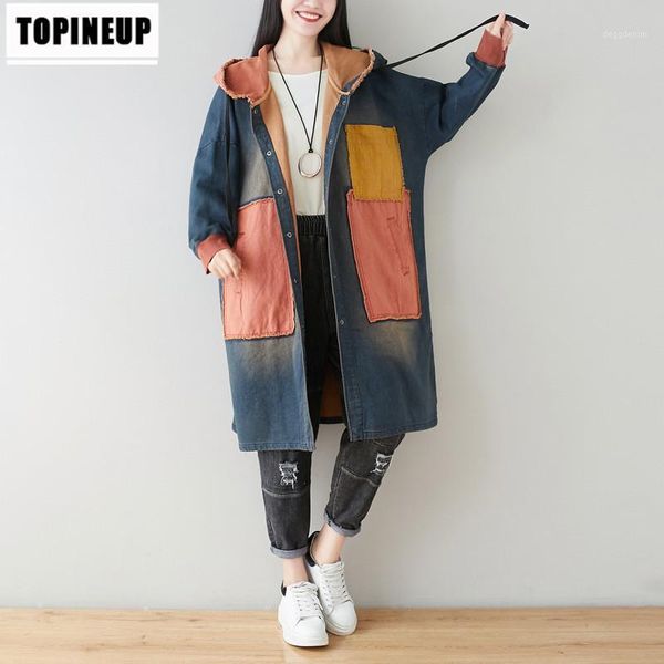 women's trench coats midi length cowboy hooded loose coat for women vintage washed denim plus size female spring fall patchwork outerwe, Tan;black
women's trench coats midi length cowboy hooded loose coat for women vintage washed denim plus size female spring fall patchwork outerwe, Tan;black