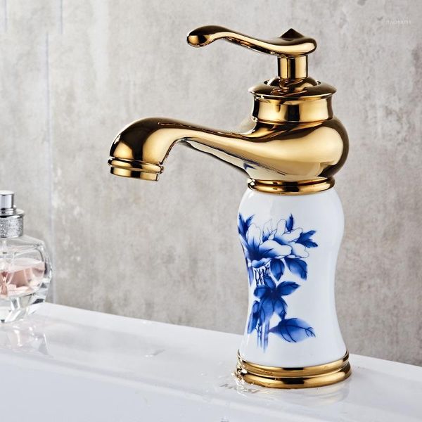 bathroom sink faucets gold handle single hole white ceramic blue flower basin mixer taps1
bathroom sink faucets gold handle single hole white ceramic blue flower basin mixer taps1