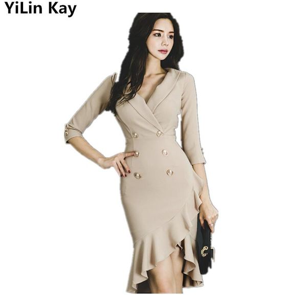 casual dresses arrival autumn 2021 women v-neck double-breasted oblique lotus leaf hem dress, Black;gray
casual dresses arrival autumn 2021 women v-neck double-breasted oblique lotus leaf hem dress, Black;gray
