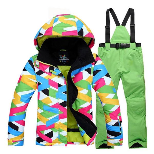 colorful snow suit wear women's snowboard clothing waterproof winter costumes outdoor ski jacket + strap pants bibs female
colorful snow suit wear women's snowboard clothing waterproof winter costumes outdoor ski jacket + strap pants bibs female