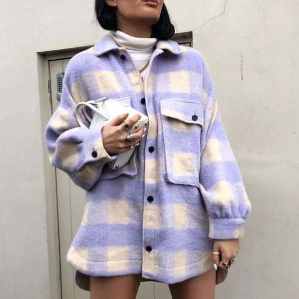 new fashion s- vintage girl single breasted loose long jackets women casual streetwear turn-down collar purple plaid jacket1, Black;brown
new fashion s- vintage girl single breasted loose long jackets women casual streetwear turn-down collar purple plaid jacket1, Black;brown