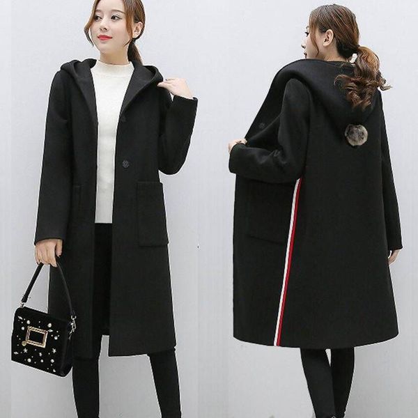 women's wool & blends autumn / winter 2021 long hooded coat korean loose casual woolen womens coats, Black
women's wool & blends autumn / winter 2021 long hooded coat korean loose casual woolen womens coats, Black