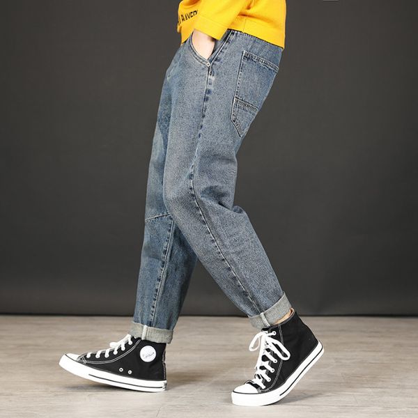 reminiscent wash men's jeans elastic tapered loose harem capris autumn winter 2019 students, Blue
reminiscent wash men's jeans elastic tapered loose harem capris autumn winter 2019 students, Blue