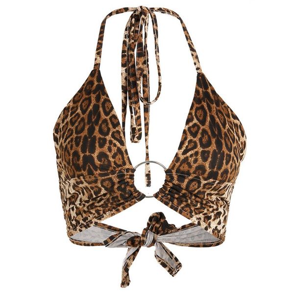 womens leopard printed halter crop camis backless bandage lace up sequins metal ring tank party club bustier, White
womens leopard printed halter crop camis backless bandage lace up sequins metal ring tank party club bustier, White