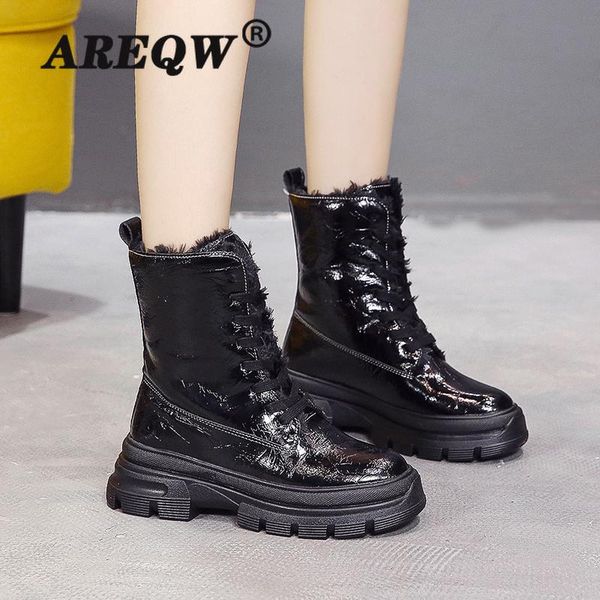 areqw winter mid calf snow boots ladies flat platform lace up waterproof warm furry plush woman casual female shoes new, Black
areqw winter mid calf snow boots ladies flat platform lace up waterproof warm furry plush woman casual female shoes new, Black