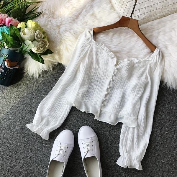 square collar clavicle exposed blouse women fashion pullover long sleeve chiffon shirt autumn multicolor slim blusas, White
square collar clavicle exposed blouse women fashion pullover long sleeve chiffon shirt autumn multicolor slim blusas, White