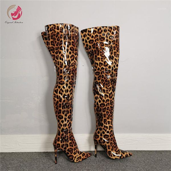 boots original intention stylish thigh high patent leather leopard woman pointed toe mature thin heels long sexy1, Black
boots original intention stylish thigh high patent leather leopard woman pointed toe mature thin heels long sexy1, Black