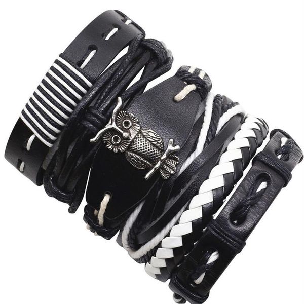 6pcs/set owl black combination wrap casual handmade vintage cuff genuine leather bracelets bangle men women jewelry acc jllpsh, Golden;silver
6pcs/set owl black combination wrap casual handmade vintage cuff genuine leather bracelets bangle men women jewelry acc jllpsh, Golden;silver