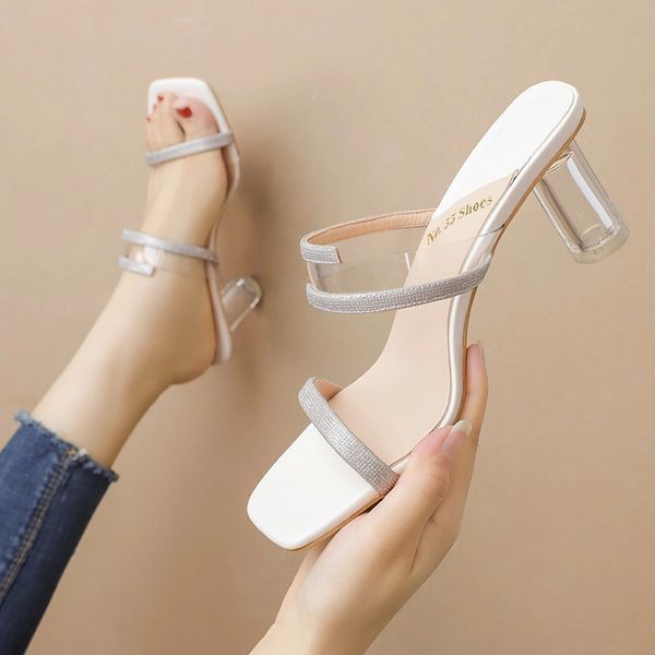 women's high-heel slipper chunky high-heel transparent cutout open toe square rhinestone slide sandle #ug9d, Black
women's high-heel slipper chunky high-heel transparent cutout open toe square rhinestone slide sandle #ug9d, Black