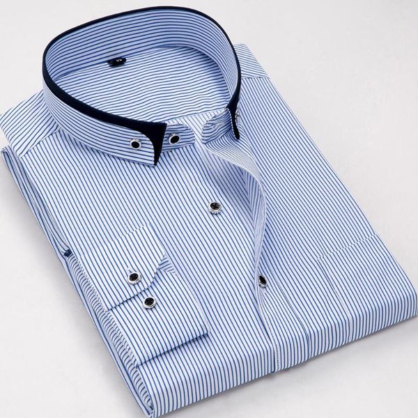 men's casual shirts striped men dress long sleeve classic business formal male splicing collar, White;black
men's casual shirts striped men dress long sleeve classic business formal male splicing collar, White;black