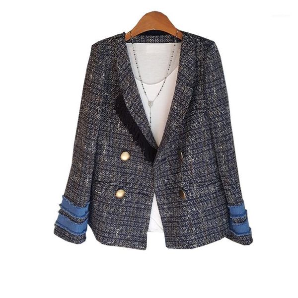 spring and autumn spliced sleeve plaid suit women's jacket fashion slim double-breasted small jacket women office lady coat1, White;black
spring and autumn spliced sleeve plaid suit women's jacket fashion slim double-breasted small jacket women office lady coat1, White;black