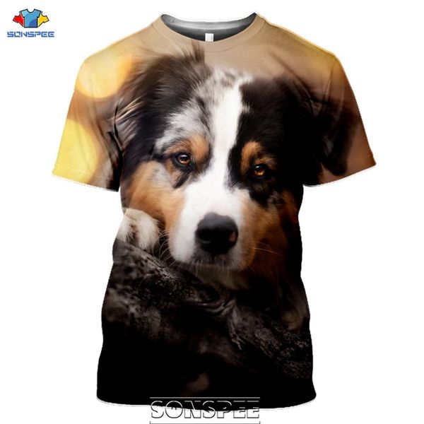 animal dog border collie print 3d print shirts funny kawaii comics men clothing