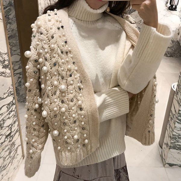 2021 spring and autumn handcrafted handmade nightgown pearl cardigan women's sweater thickened with sleeve long casual jacket f5q8, White;black
2021 spring and autumn handcrafted handmade nightgown pearl cardigan women's sweater thickened with sleeve long casual jacket f5q8, White;black