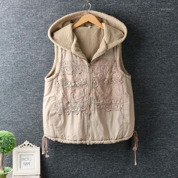 autumn winter japanmori girl hooded lace embroidery cotton vest women's loose thickened velvet waistcoat vest women jacket coat1, Black;white
autumn winter japanmori girl hooded lace embroidery cotton vest women's loose thickened velvet waistcoat vest women jacket coat1, Black;white