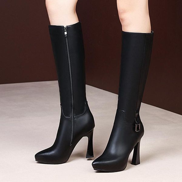 boots great quality for dropship square high heels big size 43 fashion sole platform winter shoes women elegant lady knee, Black 
boots great quality for dropship square high heels big size 43 fashion sole platform winter shoes women elegant lady knee, Black