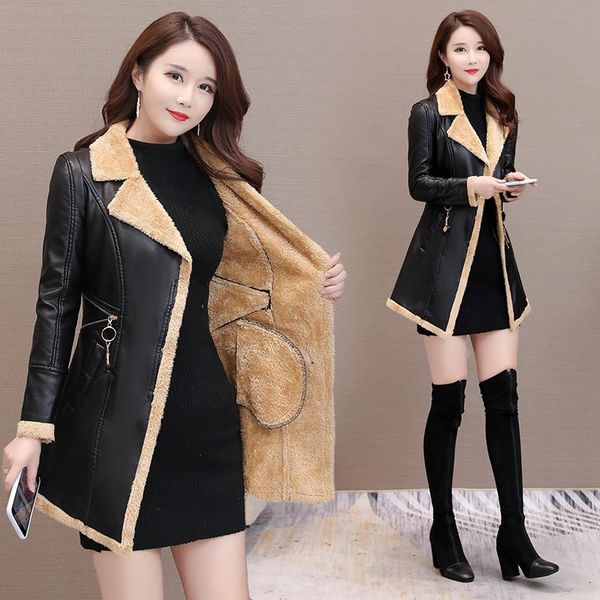 women's leather jacket autumn new warm winter women popular ladies coats plus velvet artificial 2019 pu coat uhtjn, Black
women's leather jacket autumn new warm winter women popular ladies coats plus velvet artificial 2019 pu coat uhtjn, Black