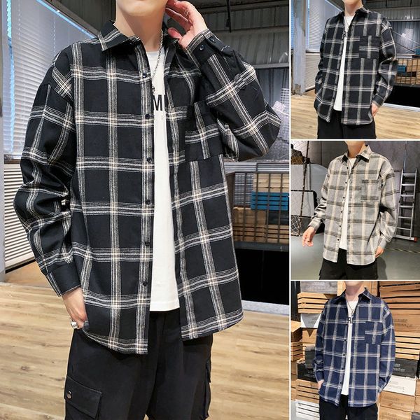 2020 spring autumn plaid men's harajuku relaxed fashion brand inch coat and long sleeve shirt, White;black
2020 spring autumn plaid men's harajuku relaxed fashion brand inch coat and long sleeve shirt, White;black