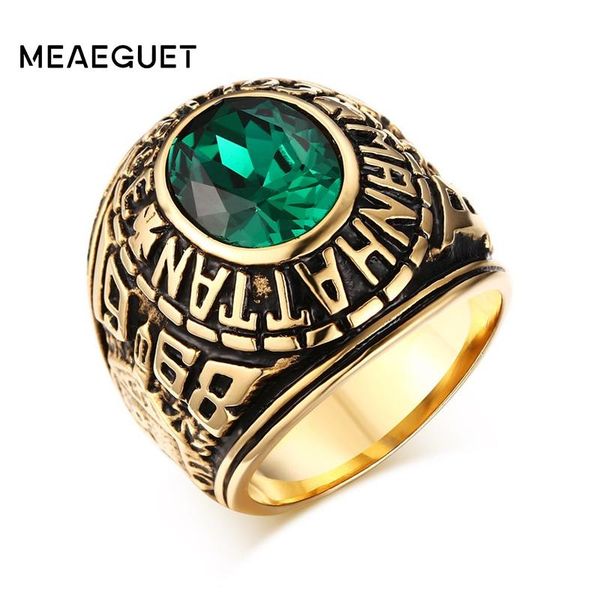 cluster rings meaeguet retro male ring manhattan college stainless steel gold-color school veteran for men, Golden;silver
cluster rings meaeguet retro male ring manhattan college stainless steel gold-color school veteran for men, Golden;silver
