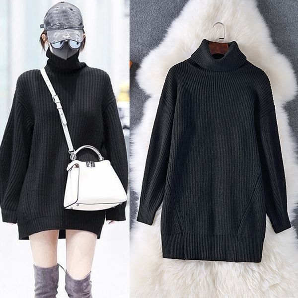star same dress style 2020 women's autumn winter sweater gulinaza korean thickened high collar hong kong style knitted dress shrct, White;black
star same dress style 2020 women's autumn winter sweater gulinaza korean thickened high collar hong kong style knitted dress shrct, White;black