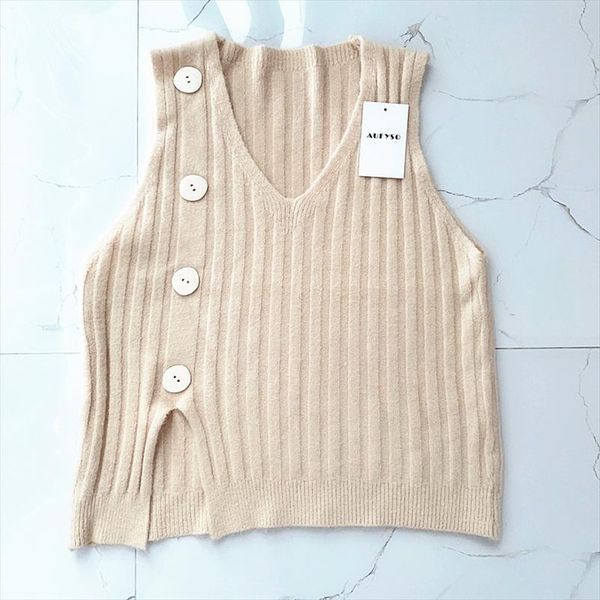 soft wool sweater vest women 2021 winter korean style vintage button side slit v neck sleeveless pullover knitted tank t532, White;black
soft wool sweater vest women 2021 winter korean style vintage button side slit v neck sleeveless pullover knitted tank t532, White;black