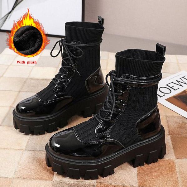 winter women ankle boots knitted fashion platform ladies autumn plush warm lace-up short botas 2021 chunky heels female shoes, Black
winter women ankle boots knitted fashion platform ladies autumn plush warm lace-up short botas 2021 chunky heels female shoes, Black