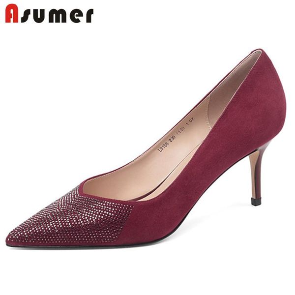 dress shoes asumer 2021 arrive suede leather pumps women crystal pointed toe elegant party wedding ladies single, Black
dress shoes asumer 2021 arrive suede leather pumps women crystal pointed toe elegant party wedding ladies single, Black