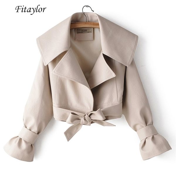 fitaylor autumn faux soft leather short jacket turndown collar coat women bow belt loose biker coat black red motorcycle outwear 201223
fitaylor autumn faux soft leather short jacket turndown collar coat women bow belt loose biker coat black red motorcycle outwear 201223