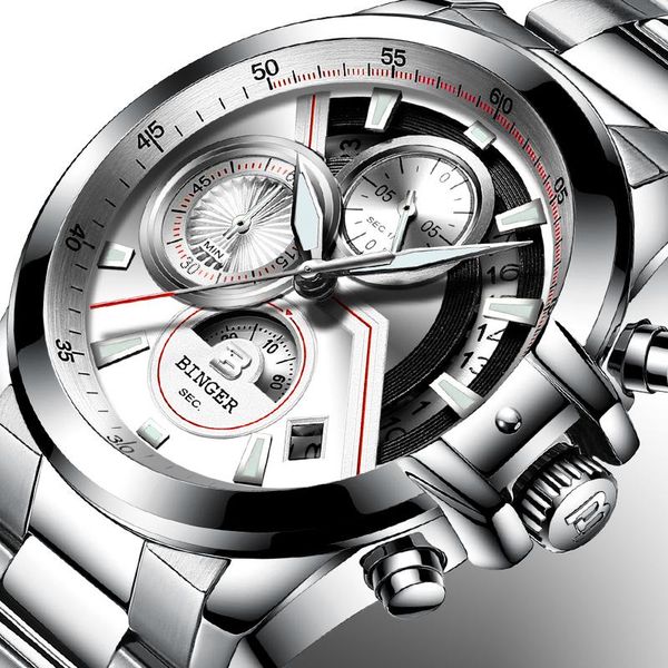 relogio masculino switzerland binger fashion chronograph quartz watch men waterproof calendar sapphire luminous watch, Slivery;brown
relogio masculino switzerland binger fashion chronograph quartz watch men waterproof calendar sapphire luminous watch, Slivery;brown