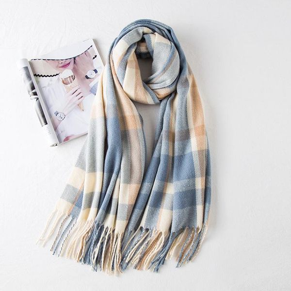 scarves plaid scarf ladies autumn and winter color matching knit warm stripes imitation cashmere shawl thick long, Blue;gray
scarves plaid scarf ladies autumn and winter color matching knit warm stripes imitation cashmere shawl thick long, Blue;gray